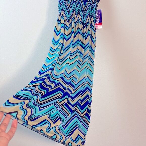 American Fashion Jr.Miss S/M Boho Chevron Print Aqua Sundress - Picture 3 of 7